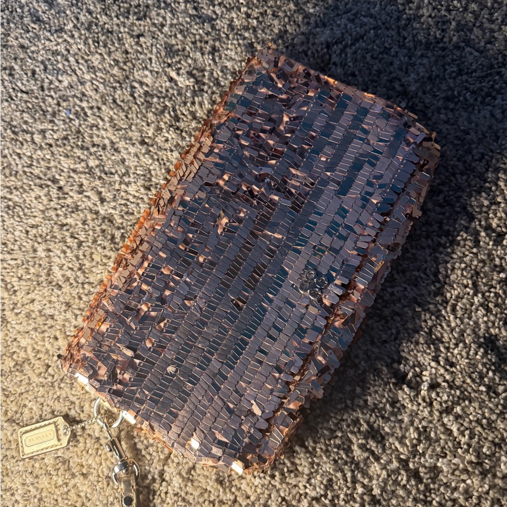Coach Rose gold Sequin Clutch